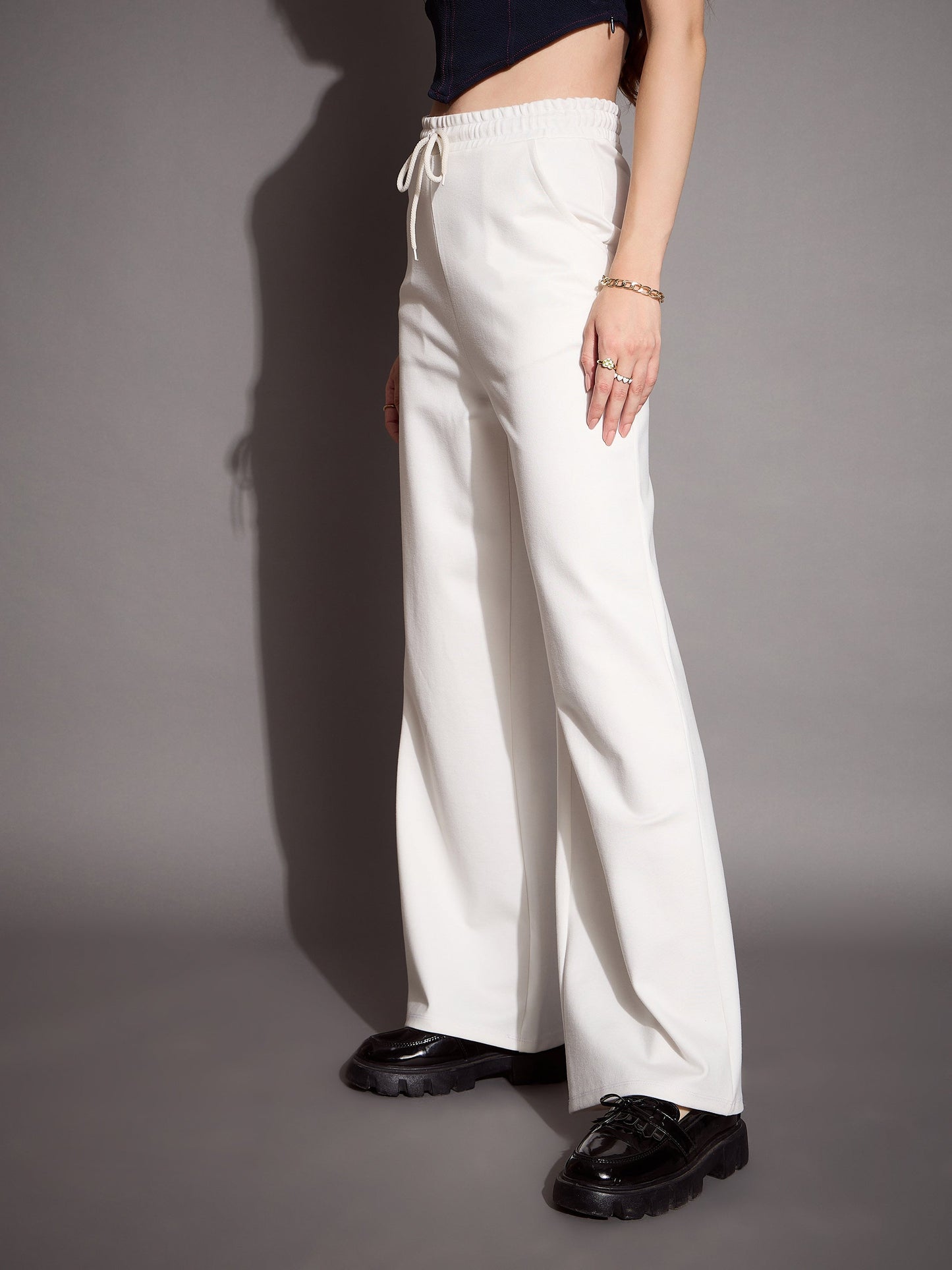 White Relaxed Fit Track Pants