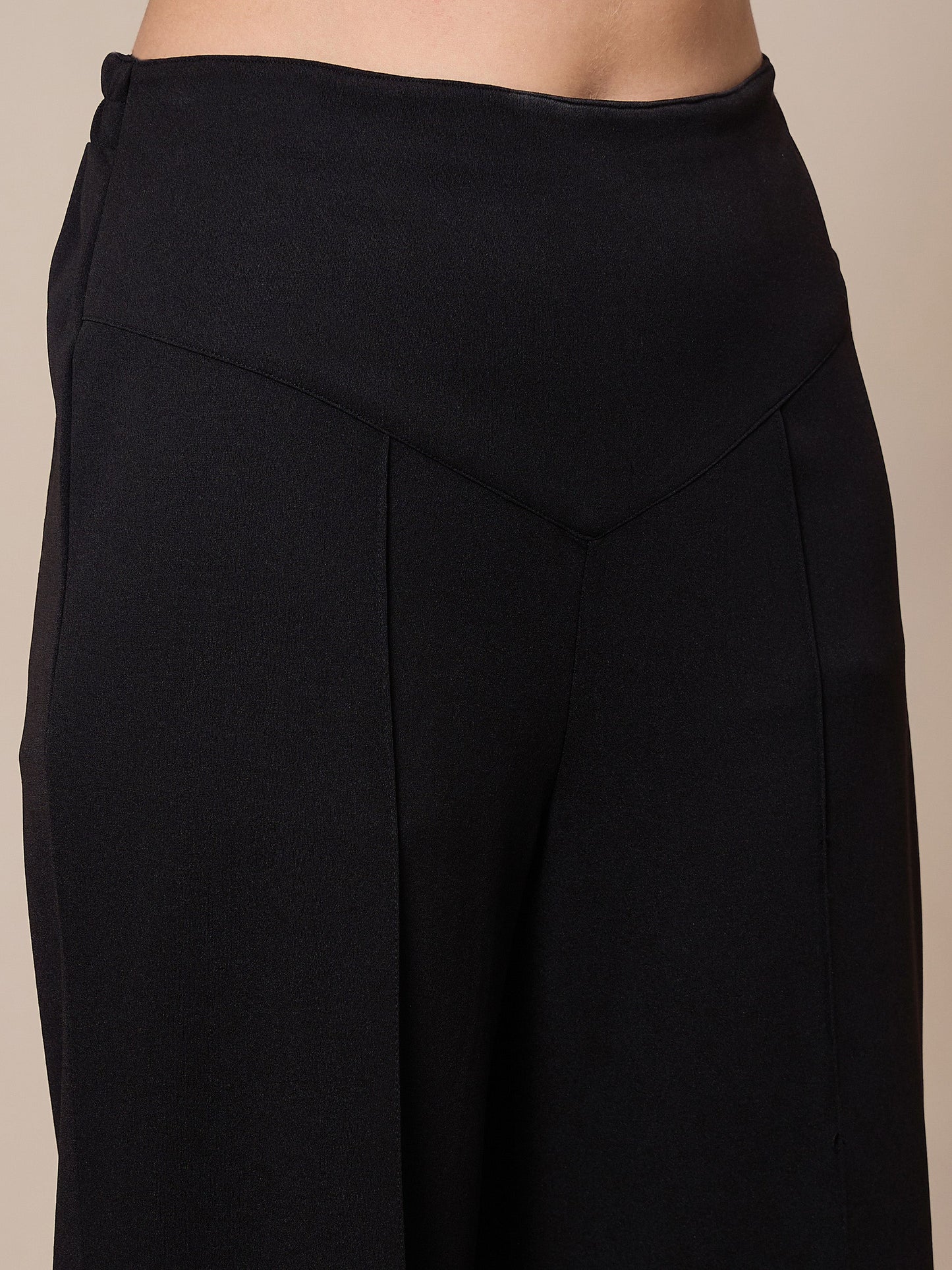Black Front Darted Elasticated Pants