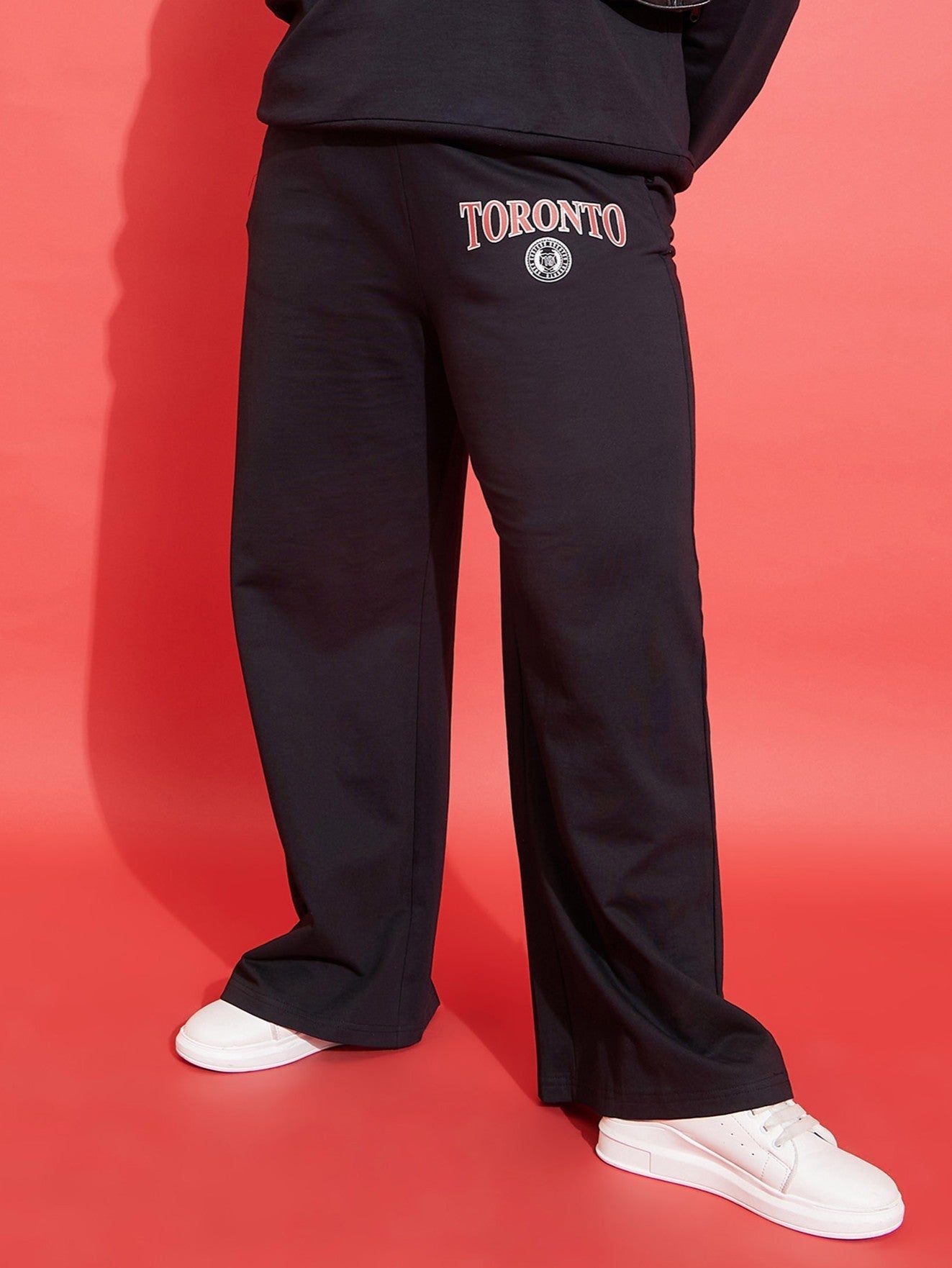 Plus size women's Black Polycotton Black Toronto Fleece Track Pants by Sassafras Curve for wholesale buyers, boutiques, resellers and bulk orders