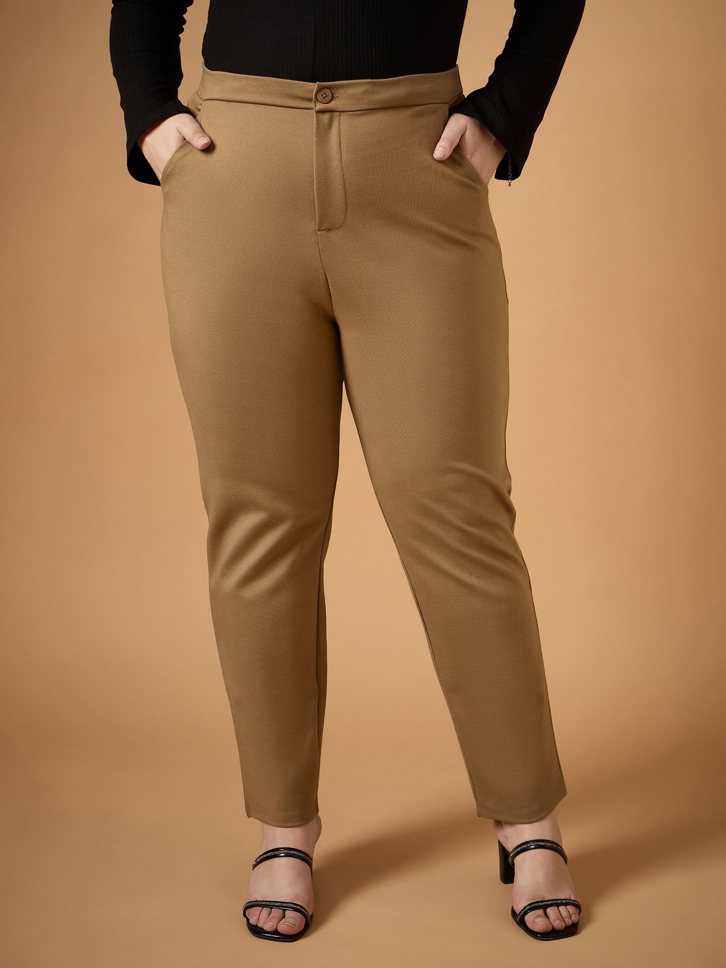 Beige Mom Fit Pants