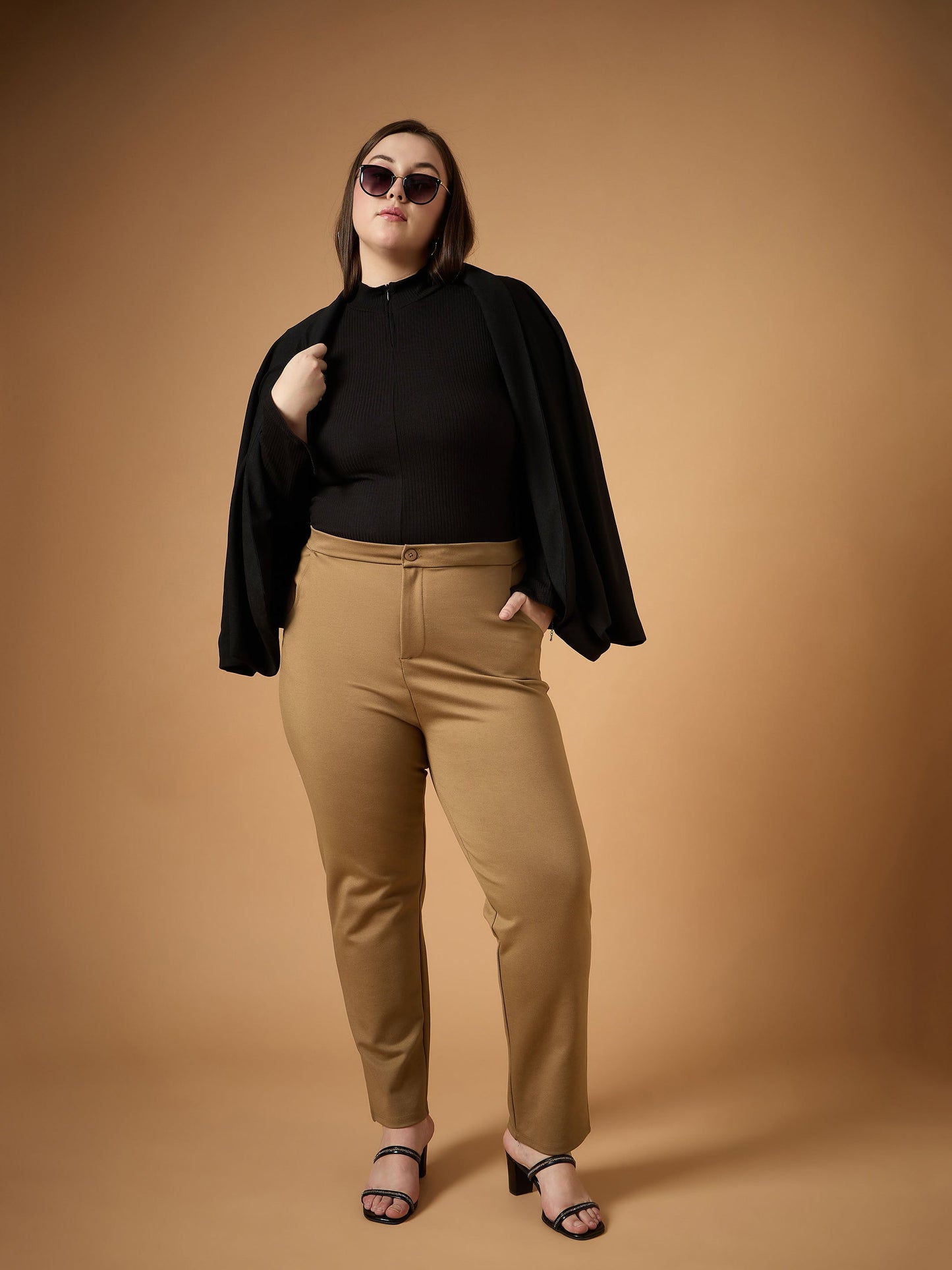 Beige Mom Fit Pants