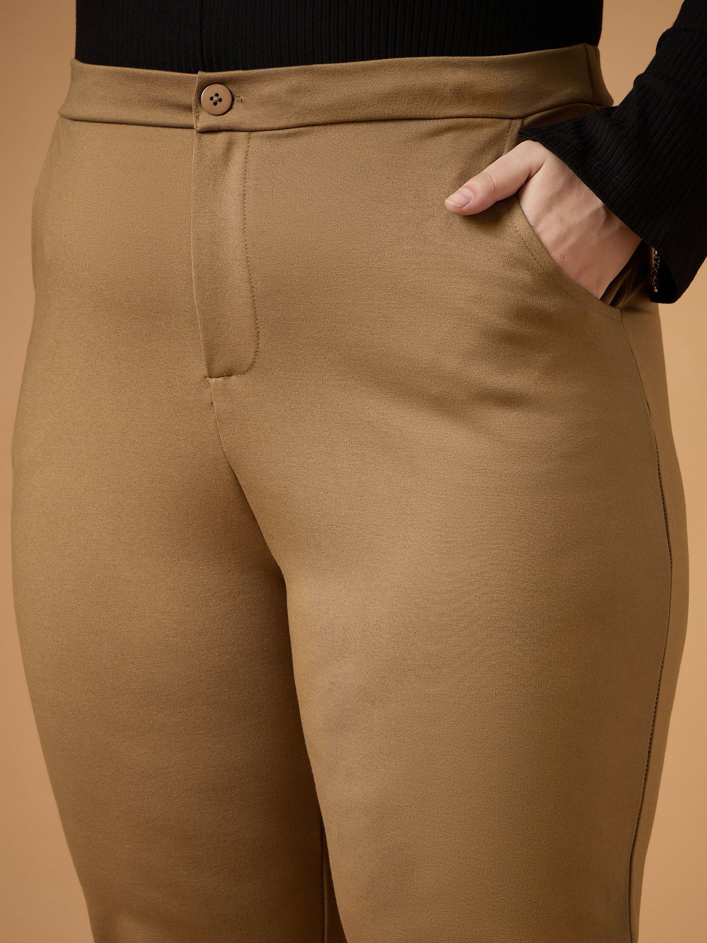 Beige Mom Fit Pants