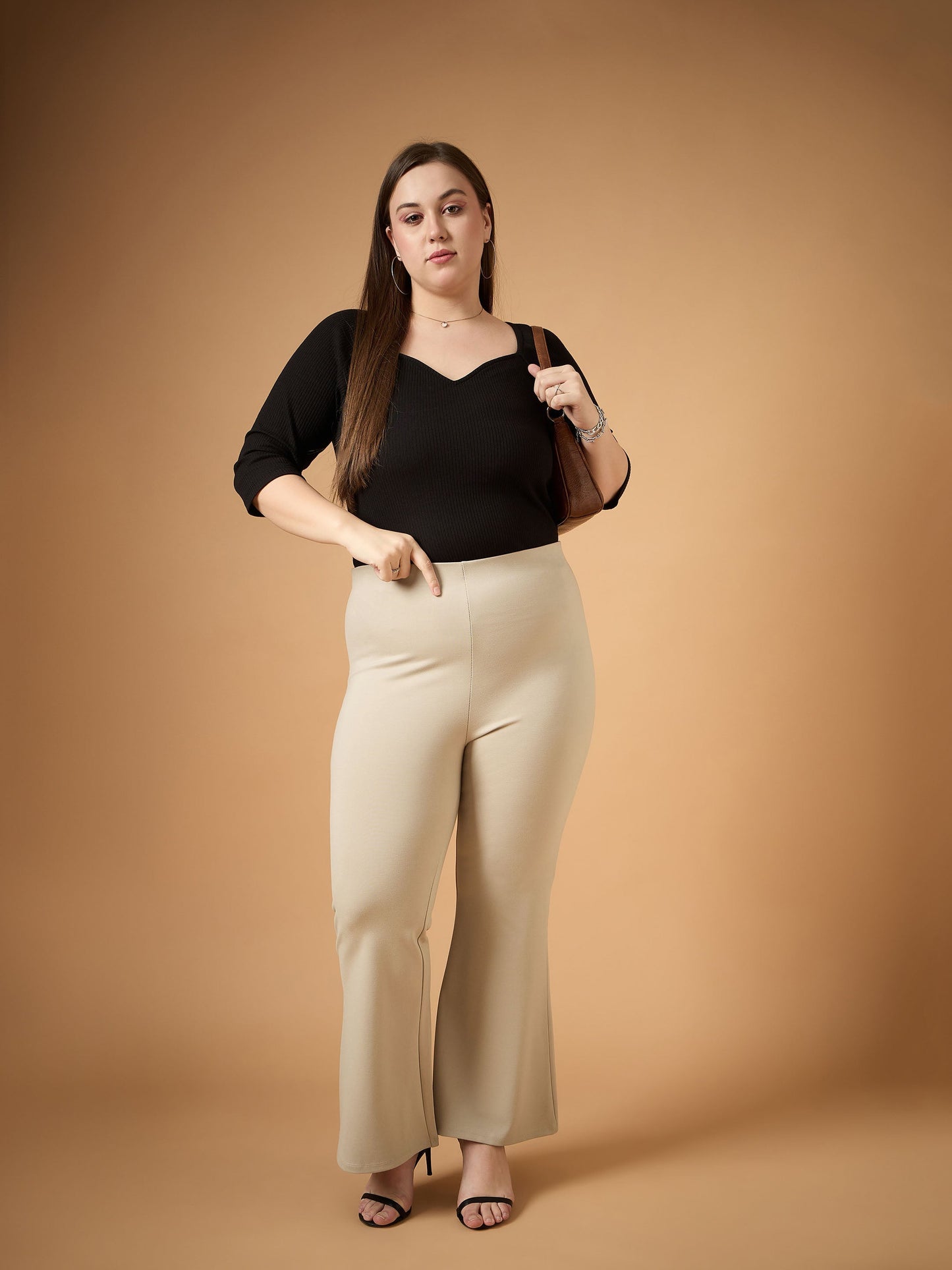 Light Beige Flared Bell Bottom Pants