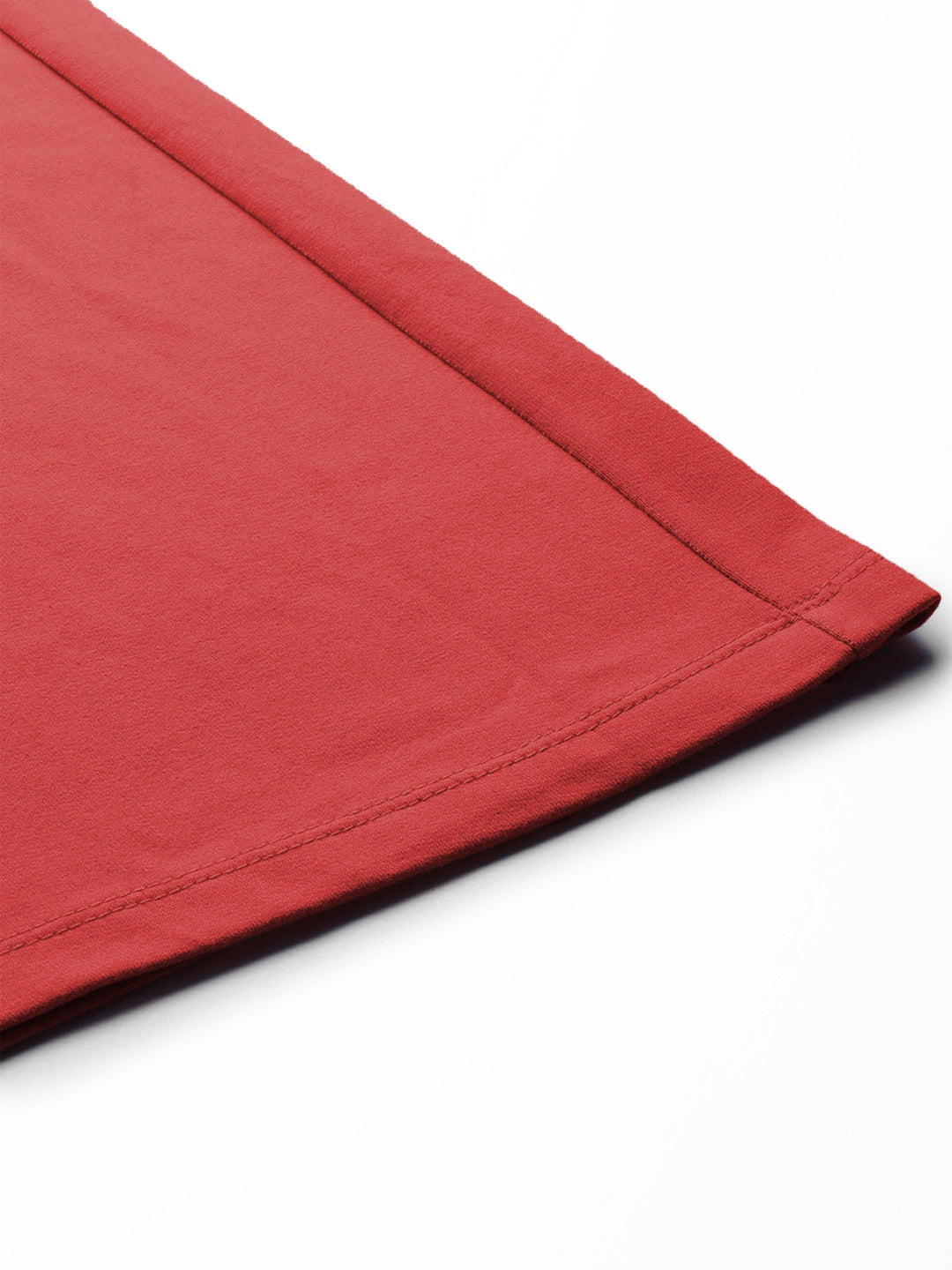 Women Red Terry Wide Leg Drawstring Pants