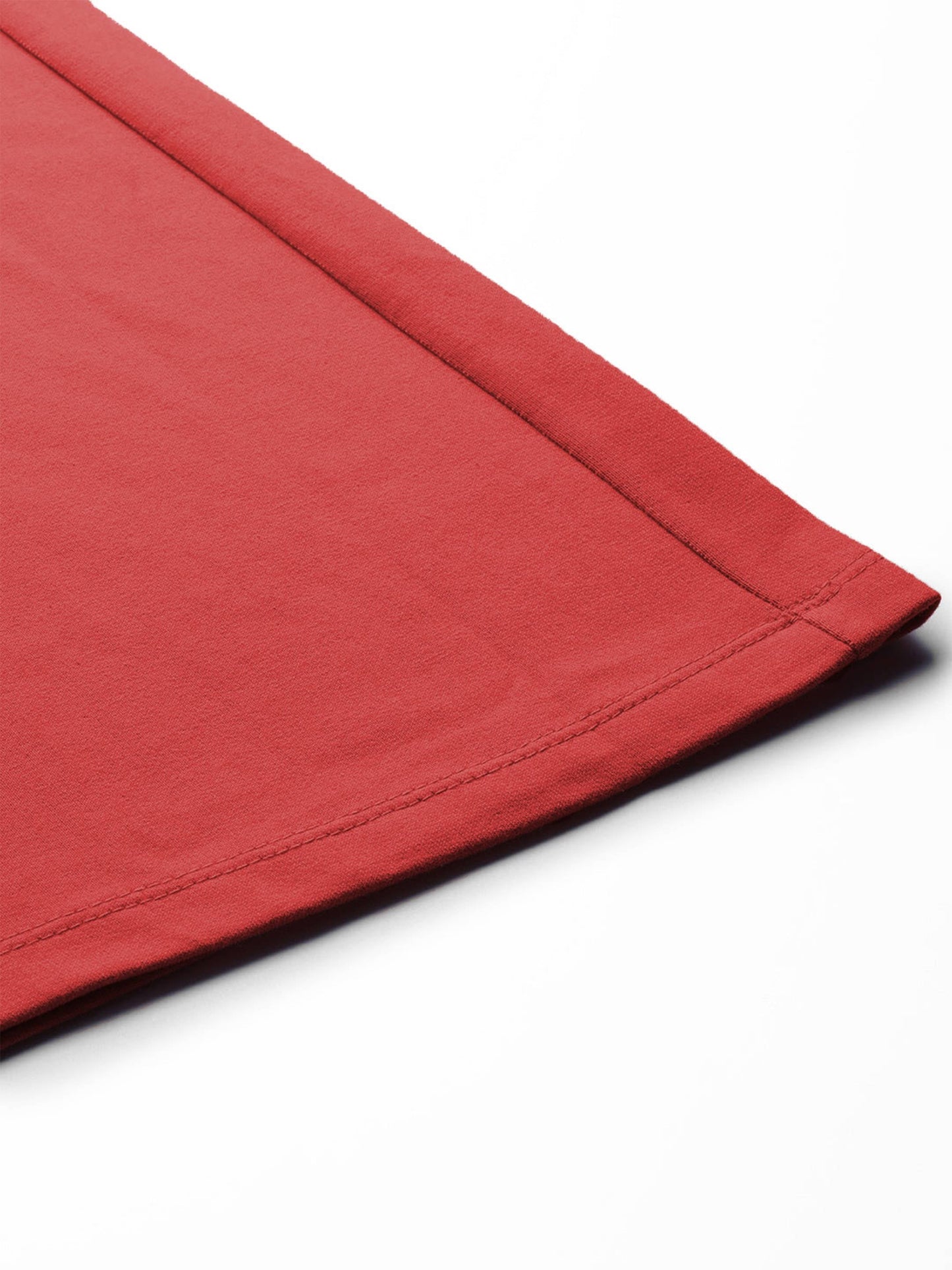 Women Red Terry Wide Leg Drawstring Pants