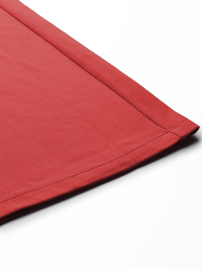 Women Red Terry Wide Leg Drawstring Pants