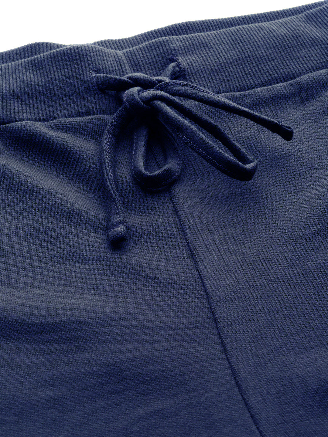 Women Navy Terry Wide Leg Drawstring Pants