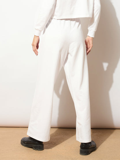 White Terry Line Art Track Pants
