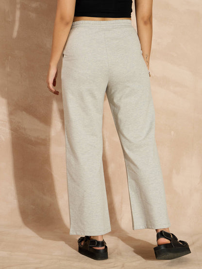 Women Grey Melange Terry Track Pants