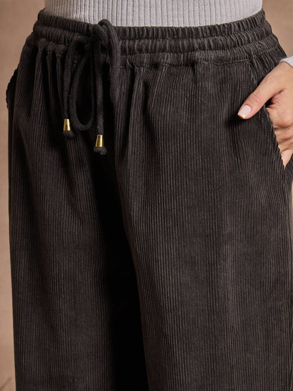Dark Grey Corduroy Straight Pants