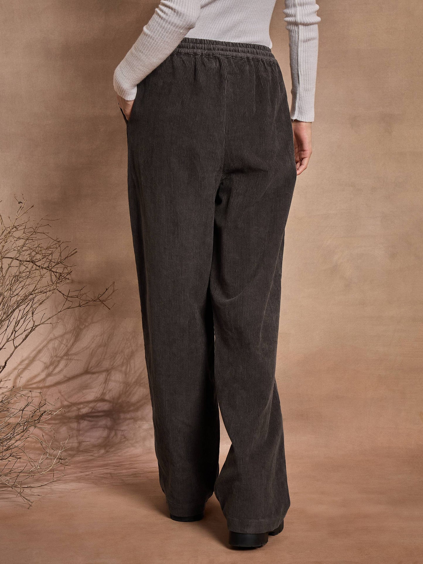 Dark Grey Corduroy Straight Pants