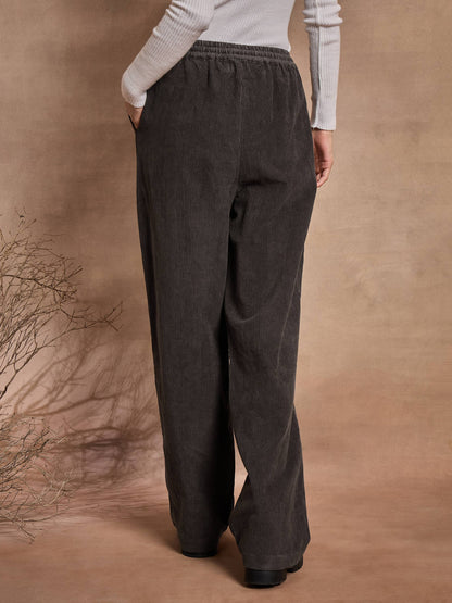Dark Grey Corduroy Straight Pants