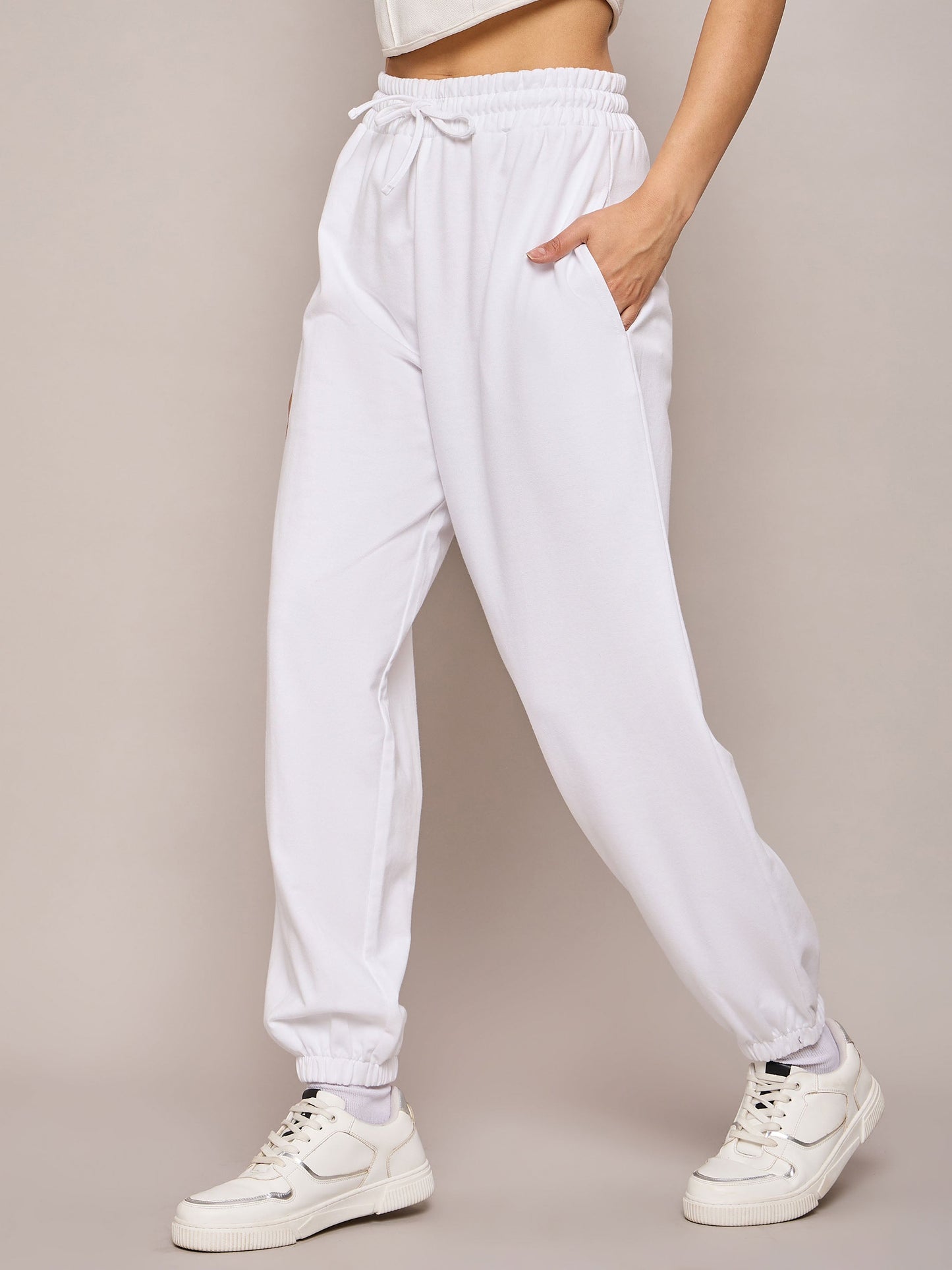 White Terry Baggy Joggers