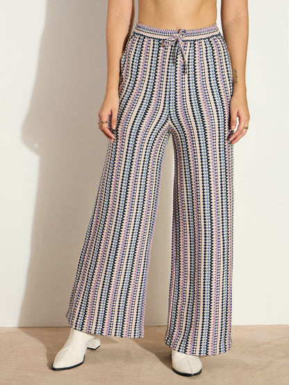 White Chevron Stripe Track Pants