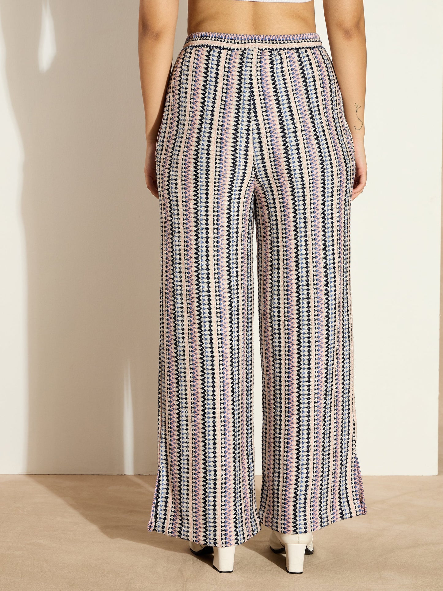 White Chevron Stripe Track Pants