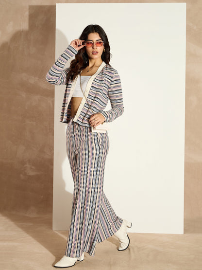 White Chevron Stripe Track Pants