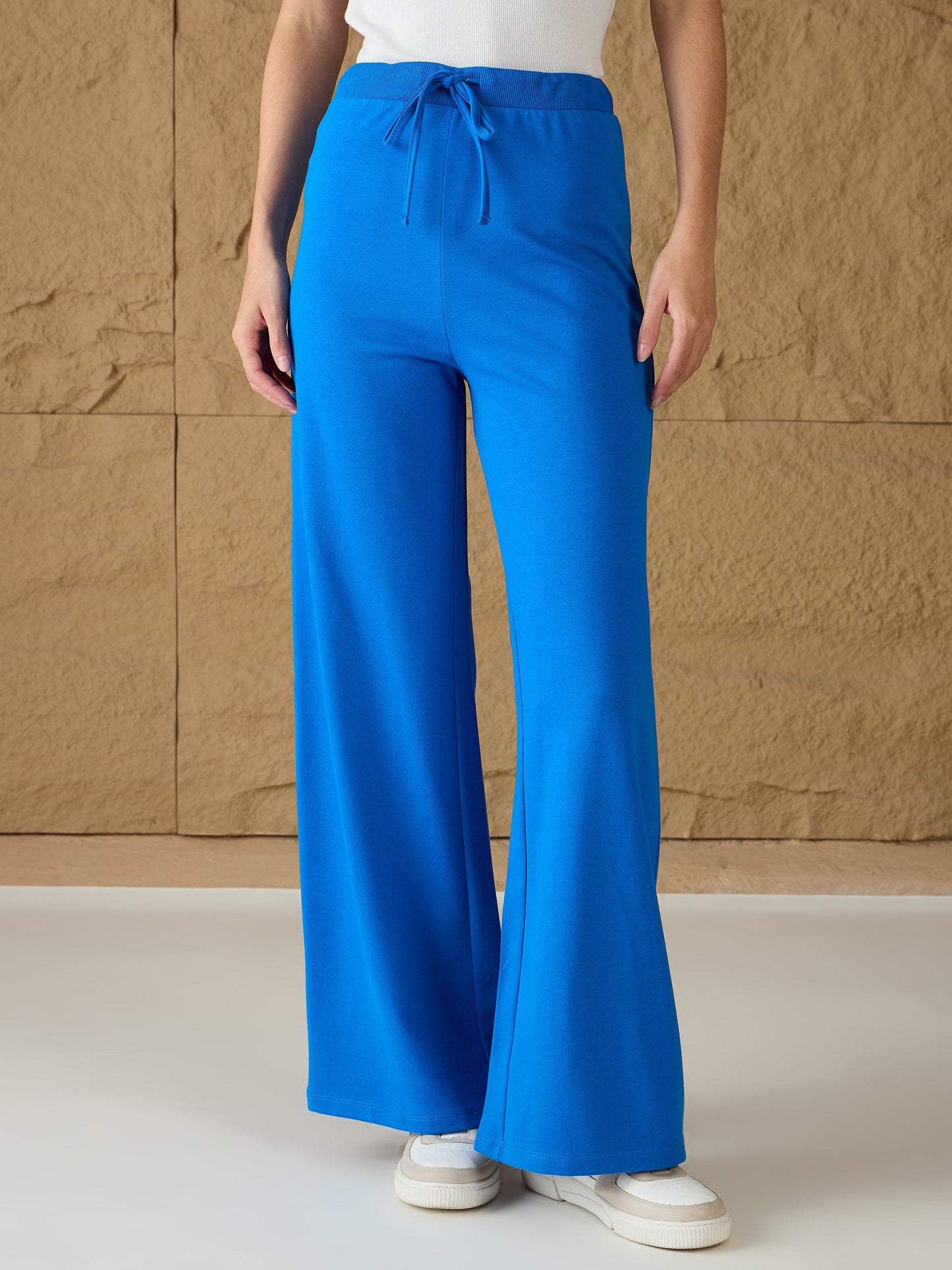 Royal Blue Terry Wide Leg Track Pants