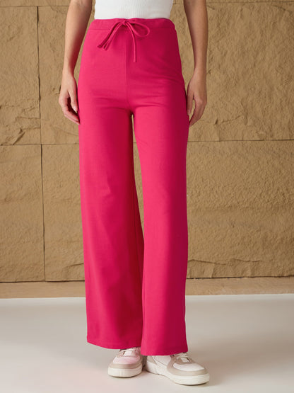 Fuchsia Terry Wide Leg Track Pants