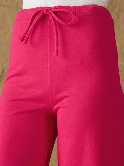 Fuchsia Terry Wide Leg Track Pants