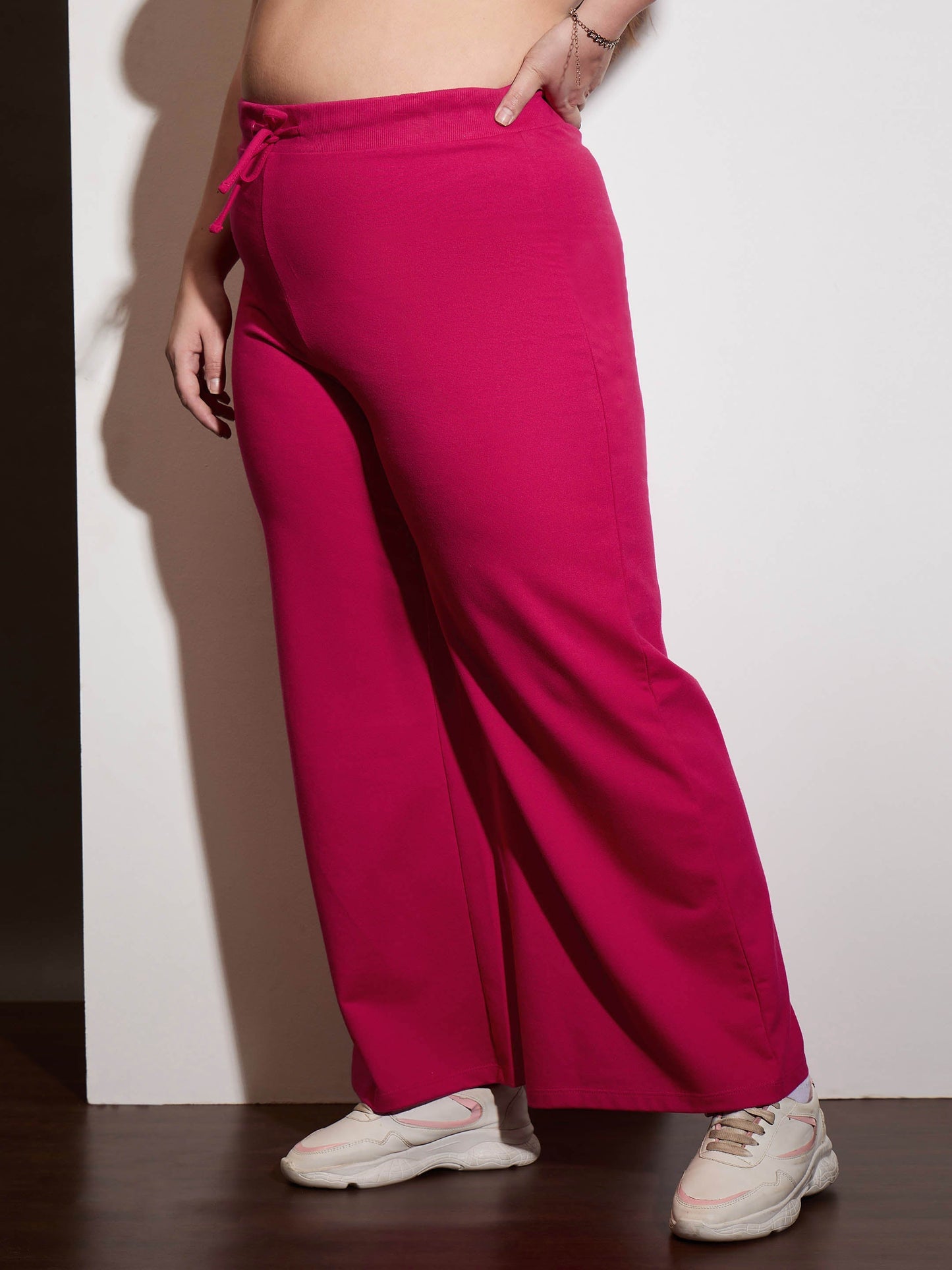 Fuchsia Terry Drawstring Track Pants