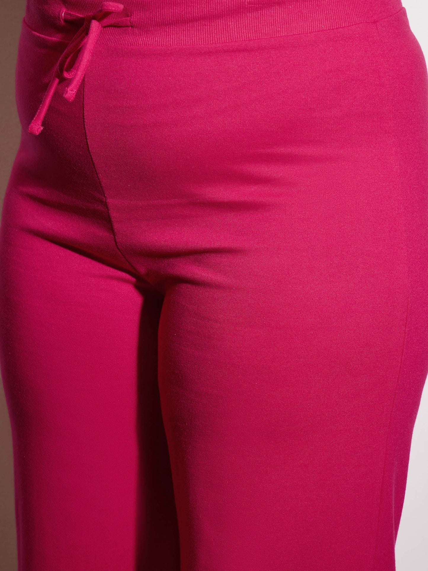 Fuchsia Terry Drawstring Track Pants