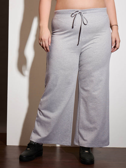 Grey Melange Terry Drawstring Track Pants