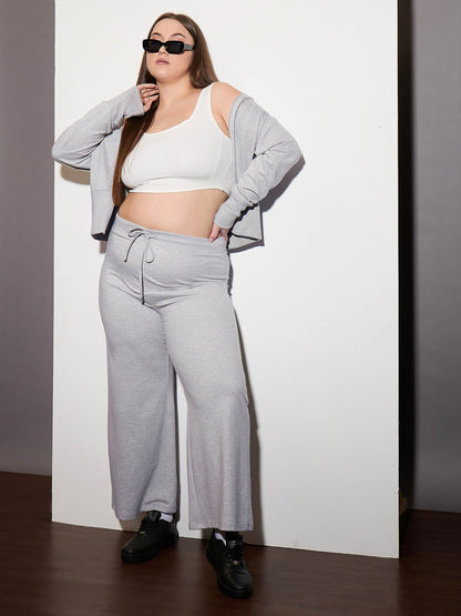 Grey Melange Terry Drawstring Track Pants