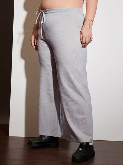 Grey Melange Terry Drawstring Track Pants