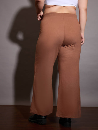 Brown Terry Drawstring Track Pants-SASSAFRAS Curve