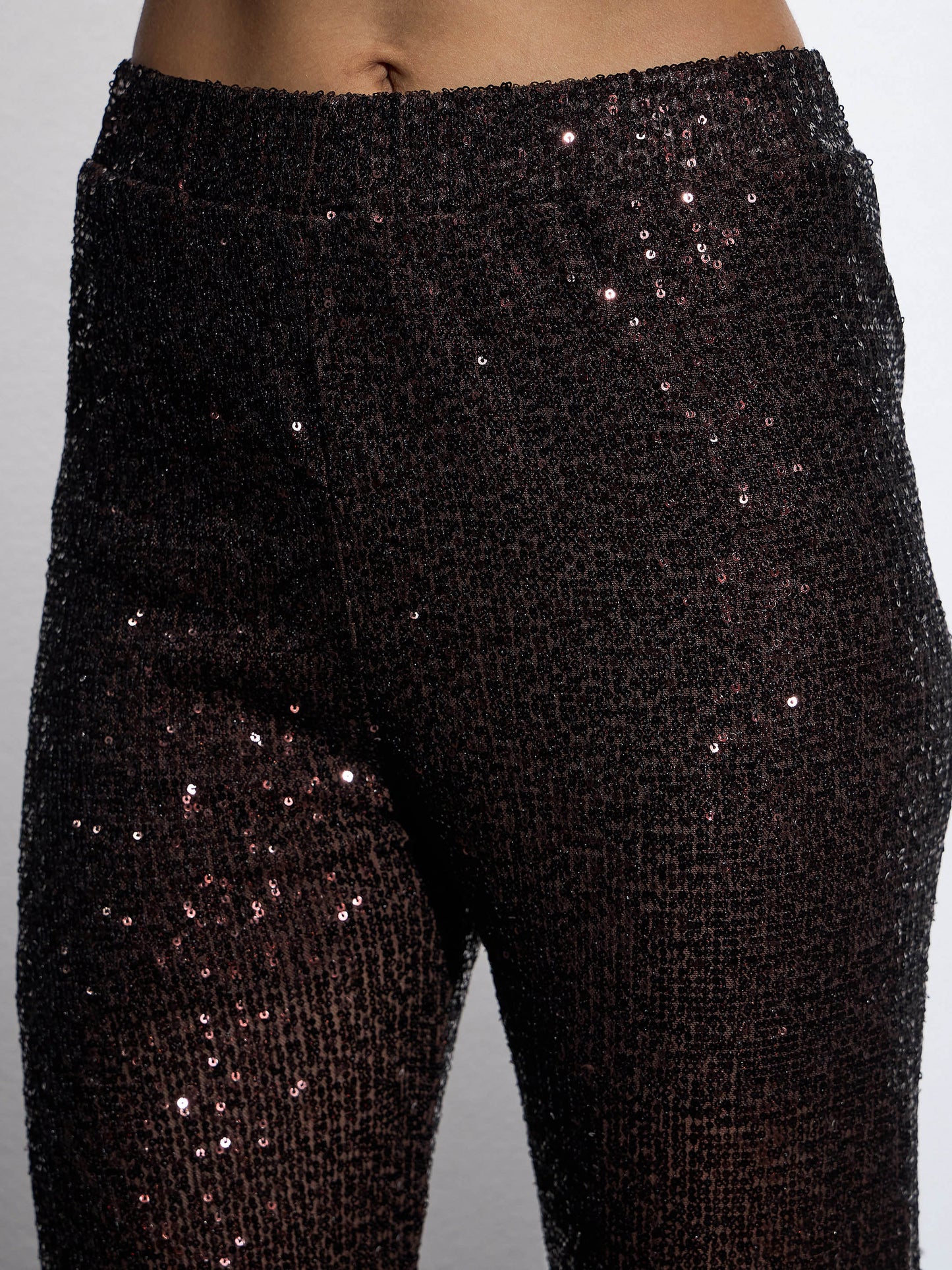 Brown Sequin Bell Bottom Pants
