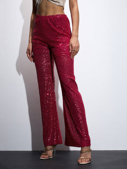 Fuchia Sequin Bell Bottom Pants