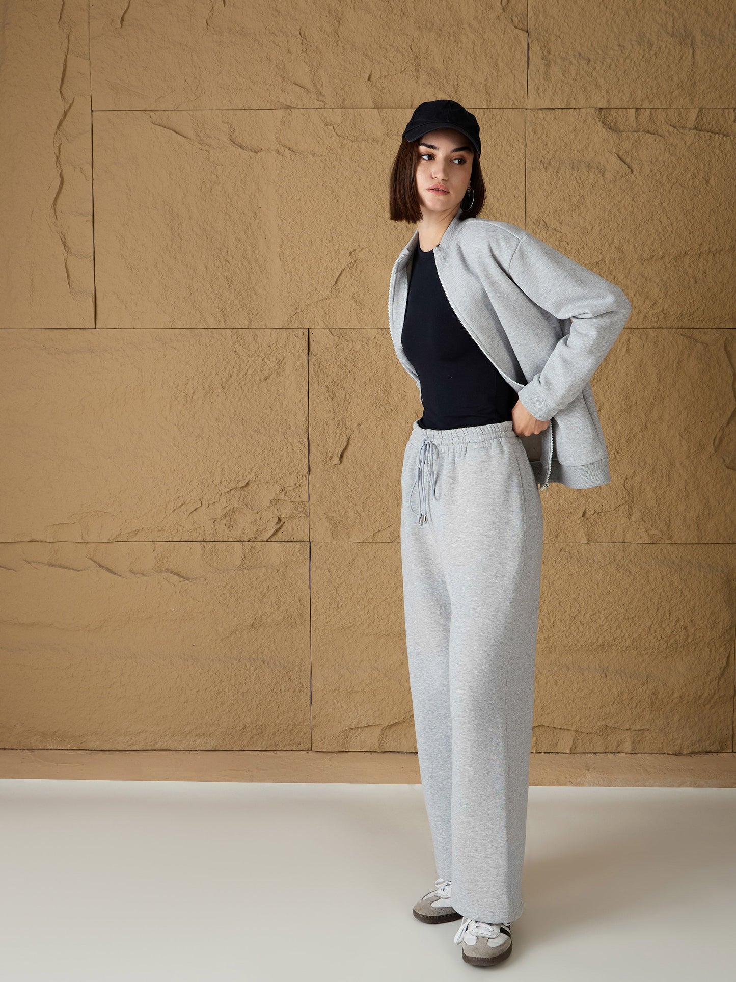 Grey Melange Fleece Sweatpants