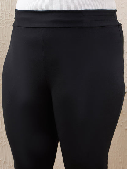 Black Roma Side Zipper High Waist Jegging
