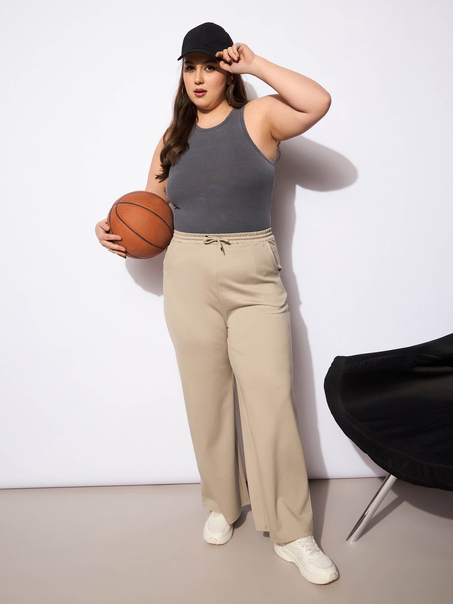 Light Beige Roma Elasticated Straight Pants