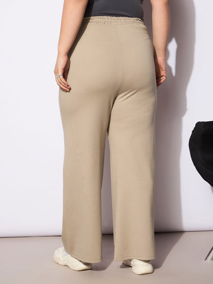 Light Beige Roma Elasticated Straight Pants