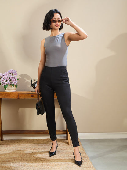 Black High Waist Slim Fit Pants