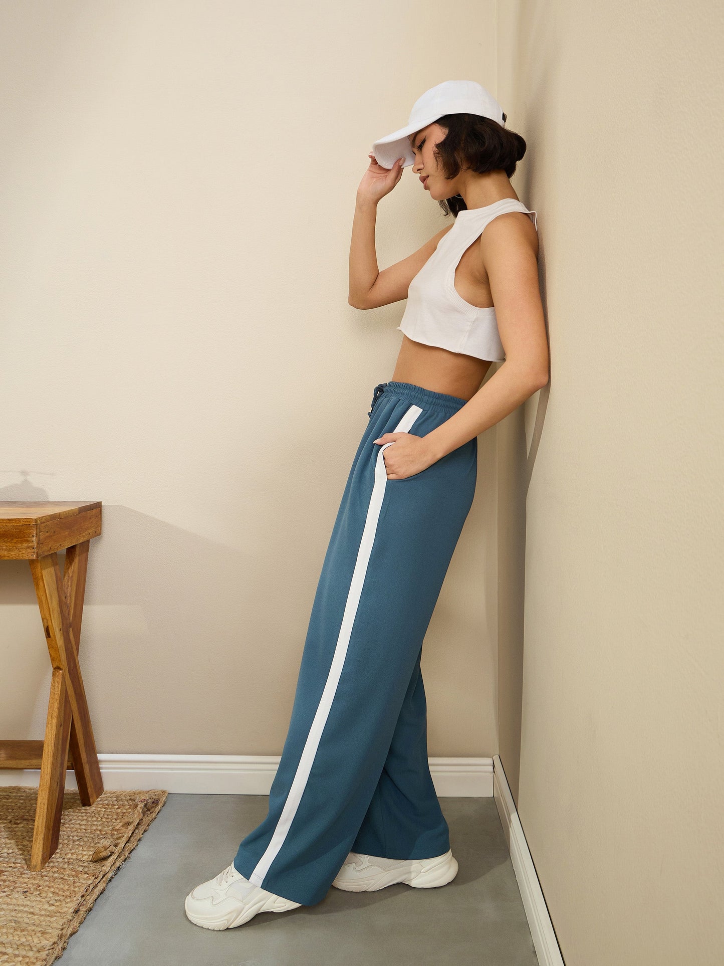 Airforce Blue Side Tape Drawstring Joggers