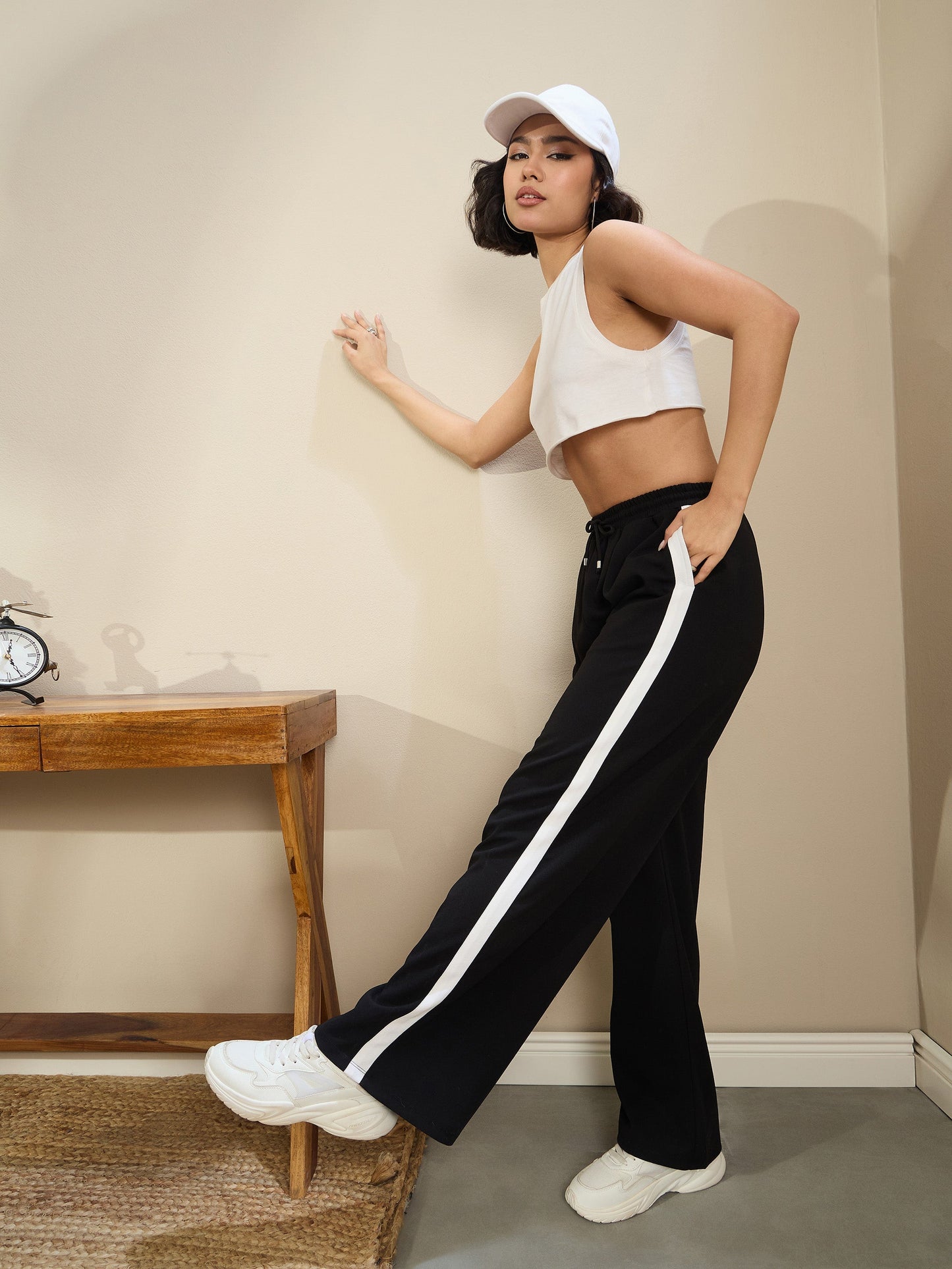 Black Side Tape Drawstring Joggers