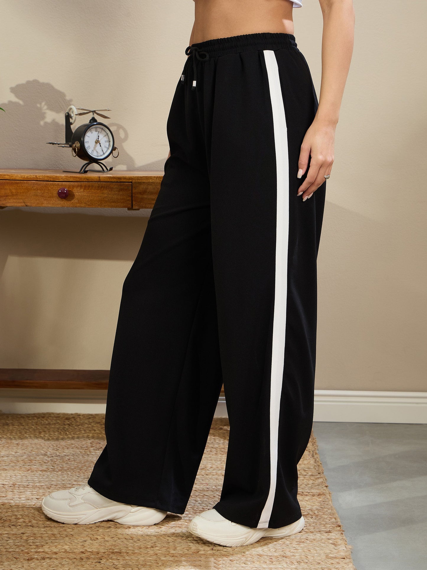 Black Side Tape Drawstring Joggers