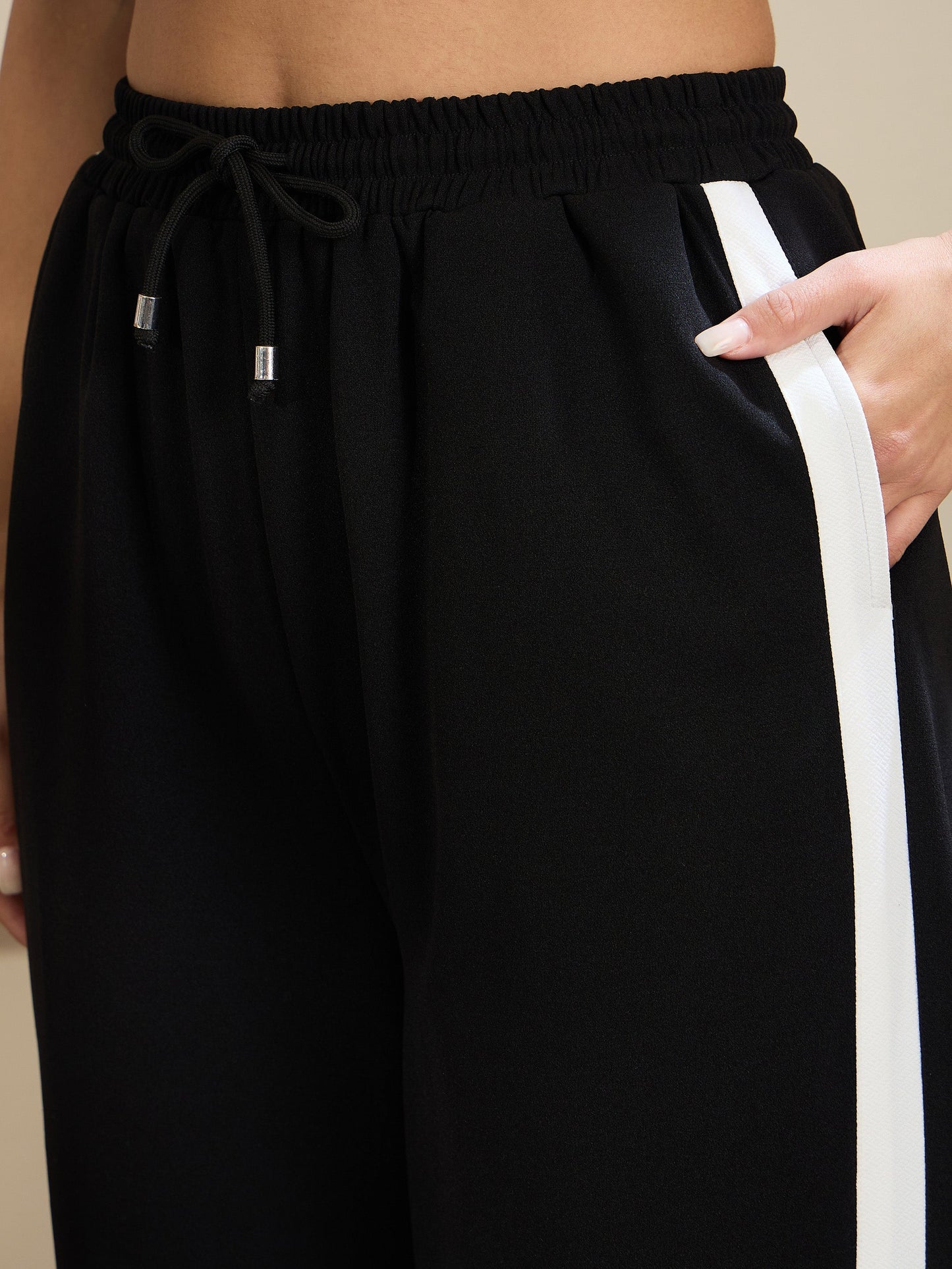 Black Side Tape Drawstring Joggers