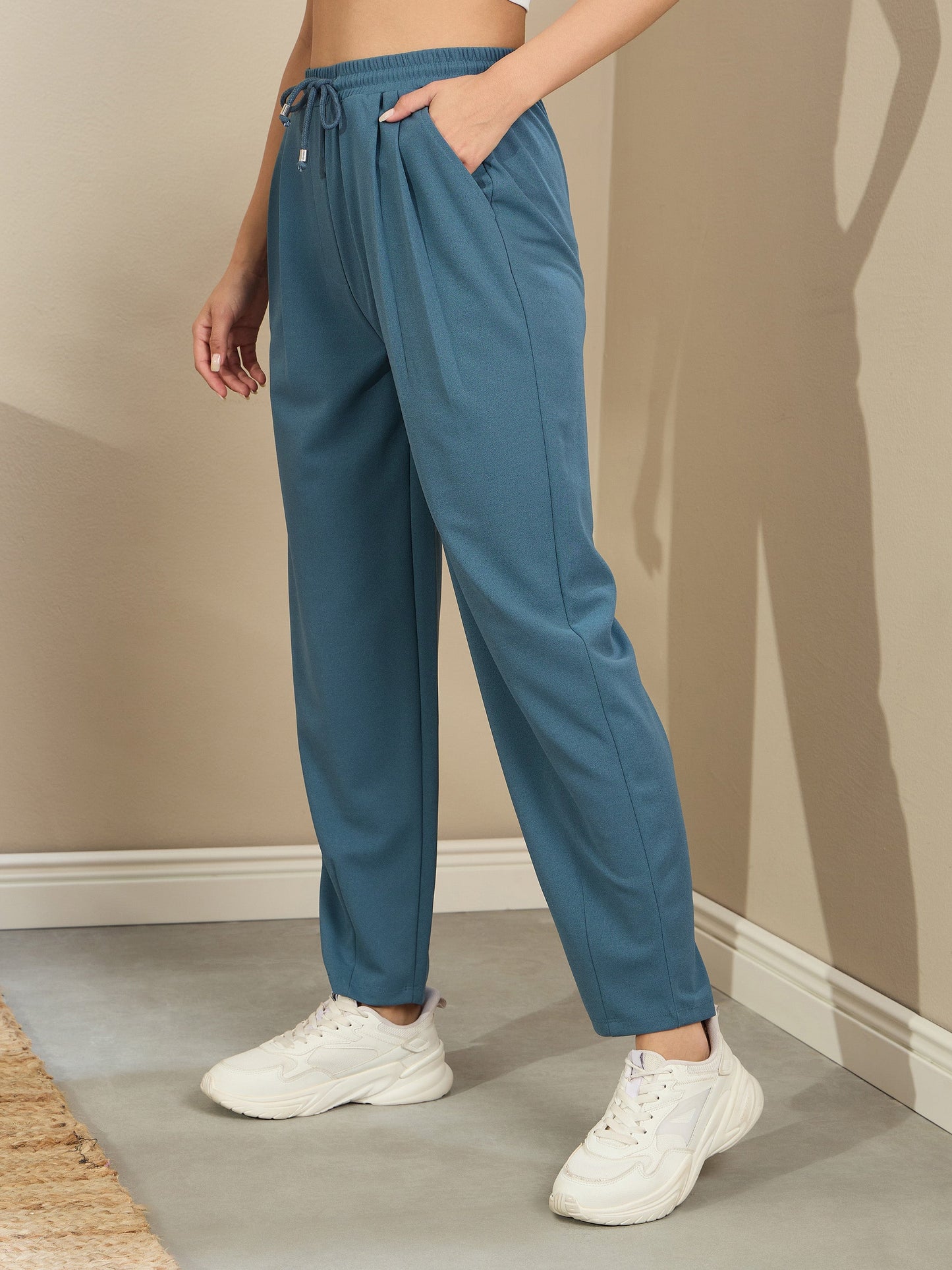 Airforce Blue Tapered Drawstring Joggers