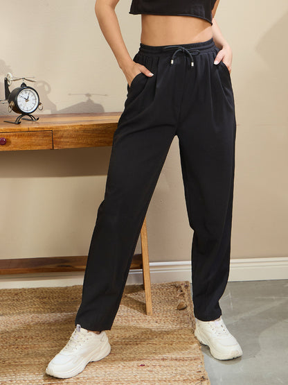 Black Tapered Drawstring Joggers