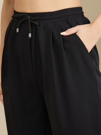 Black Tapered Drawstring Joggers