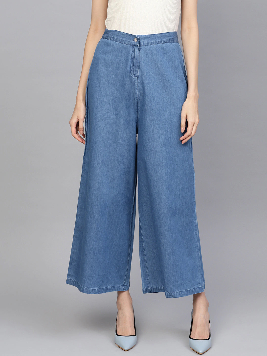 Women's Blue Denim Pants in Cotton by Sassafras for wholesale, bulk, supplier, manufacturer and wholesaler buyers from Trendphoria
