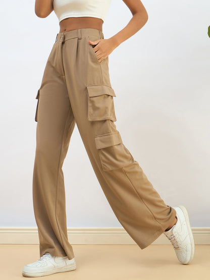 Beige Comfort Fit Cargo Pants