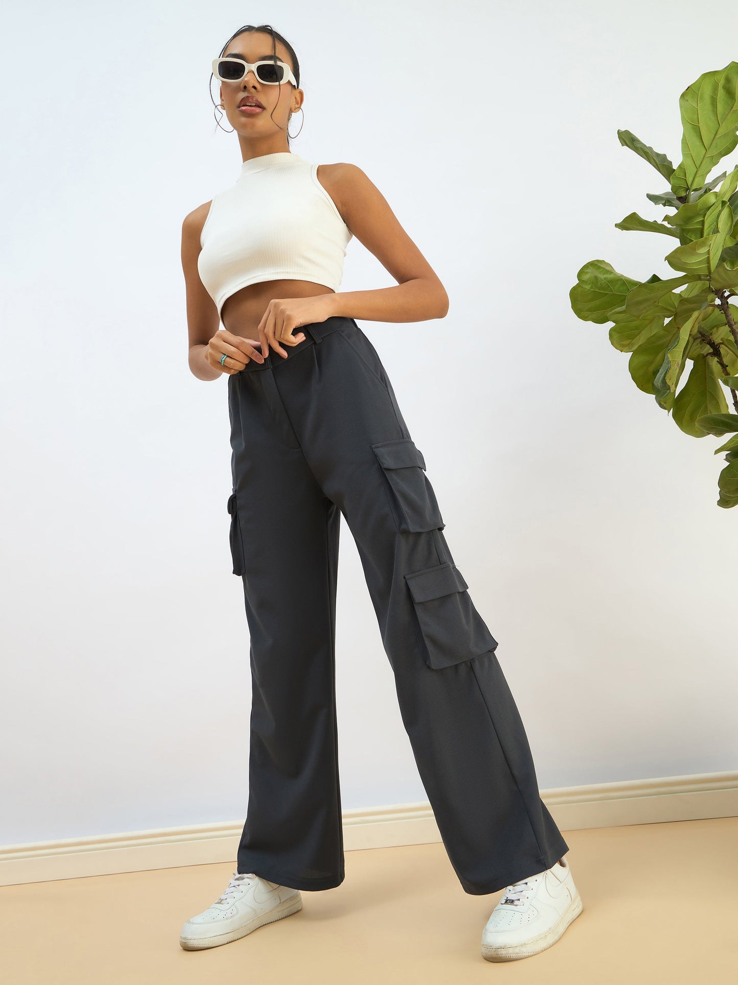 Blue Comfort Fit Korean Cargo Pants