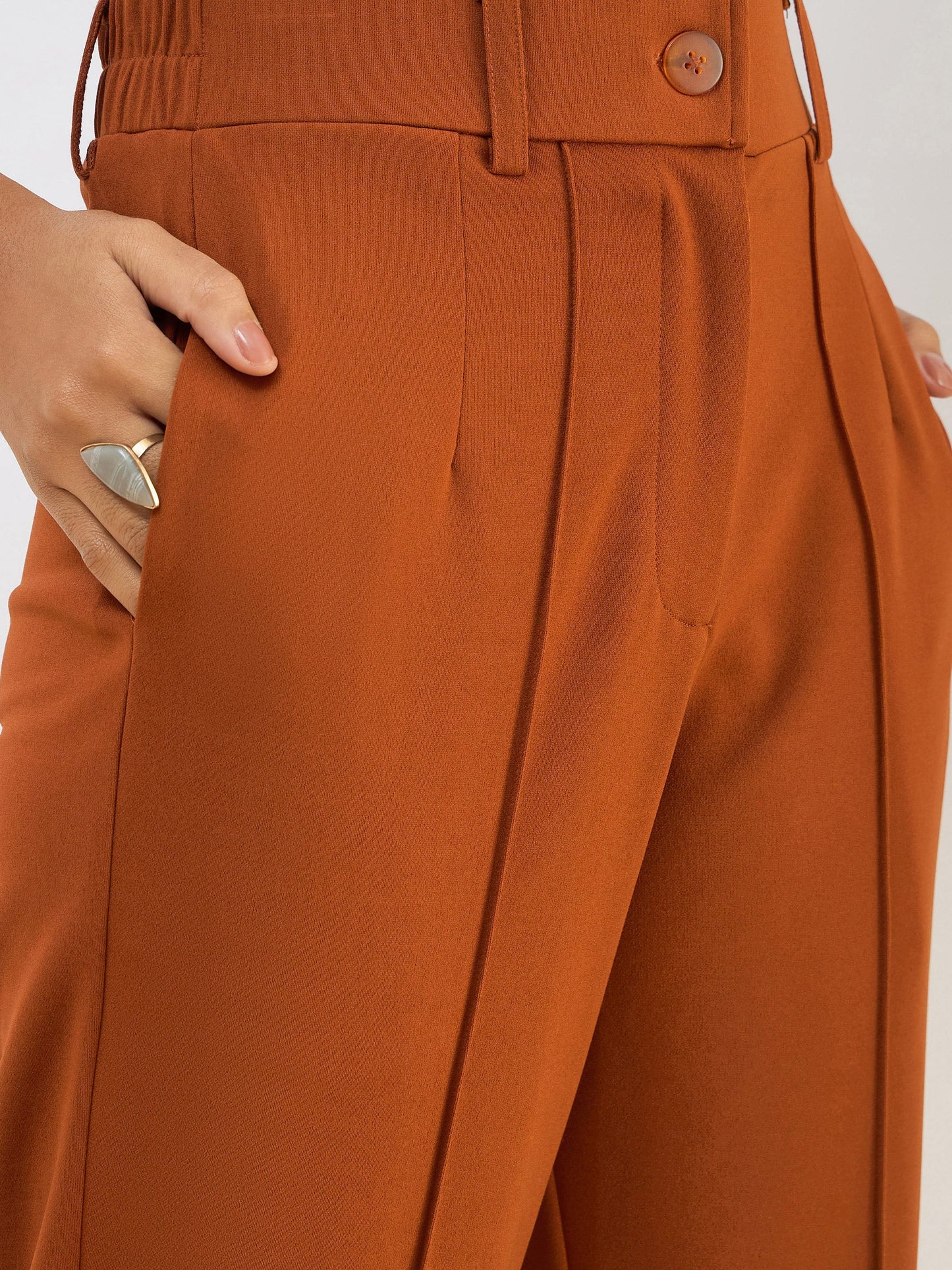 Rust Front Dart Straight Pants