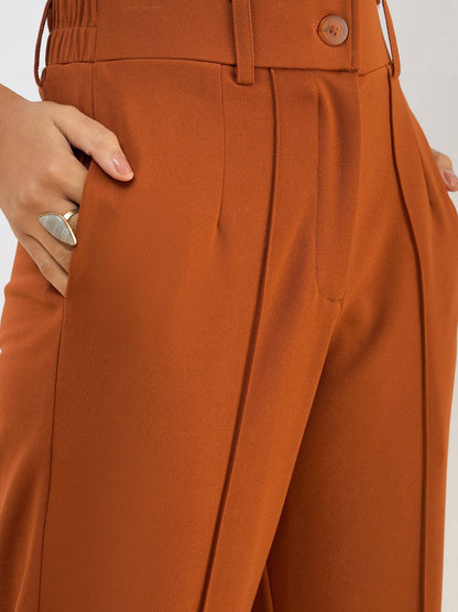 Rust Front Dart Straight Pants