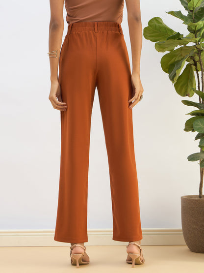 Rust Front Dart Straight Pants