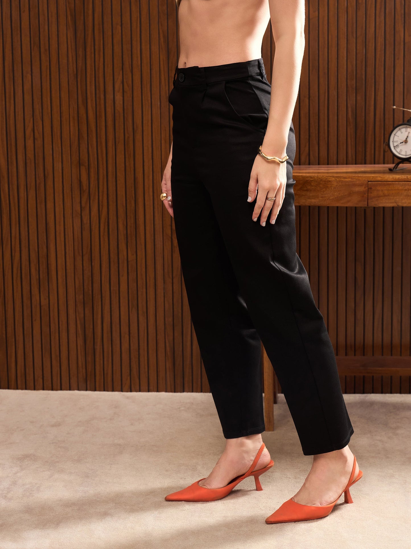 Black Cross Pocket Tapered Pants